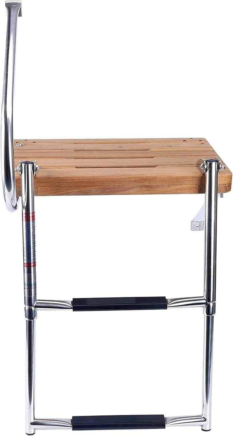 2 Steps Stainless Steel Folding Boat Ladder for Out-Board Swim Platform