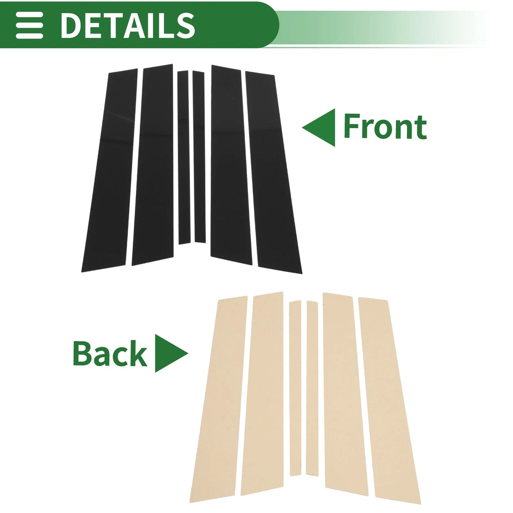 Door Pillar Window Trim Kit Black 6 Pcs for BMW X1 (2009–2015)
