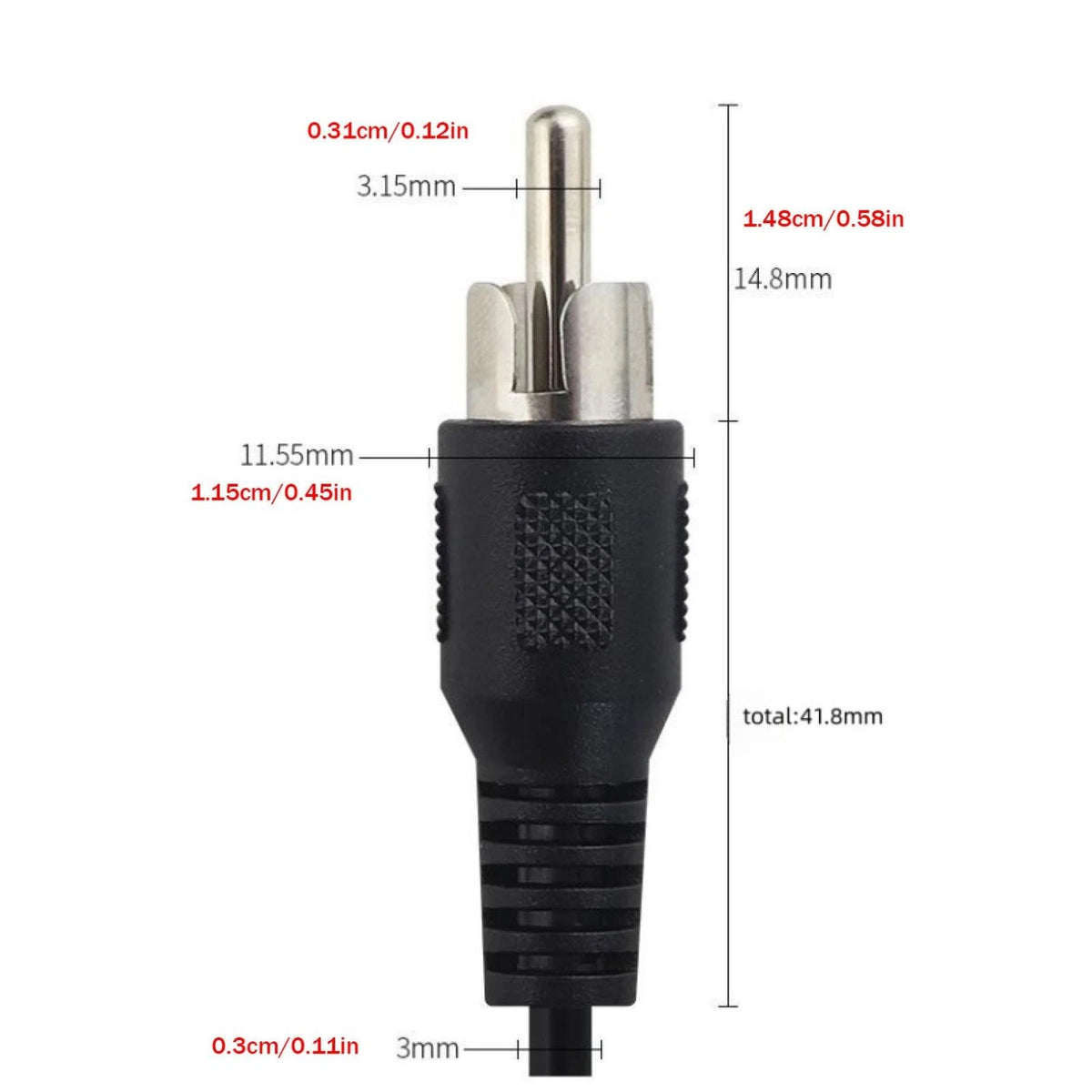 1m RCA Male Plug to Bare Wire Pigtail Audio Cable for HDTV