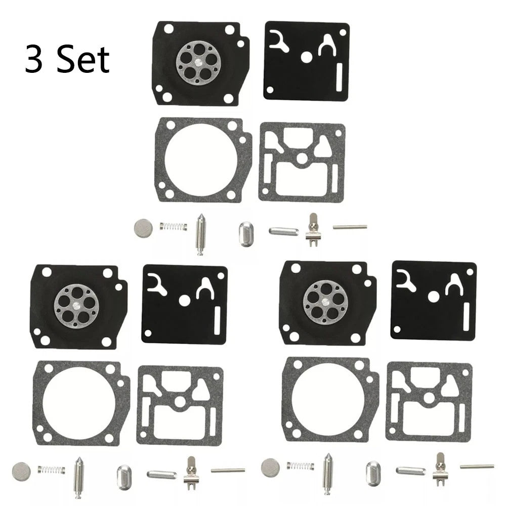 Set of 3 Carburetor Rebuild Kits for Zama RB-122 Husqvarna 346XP 350 353