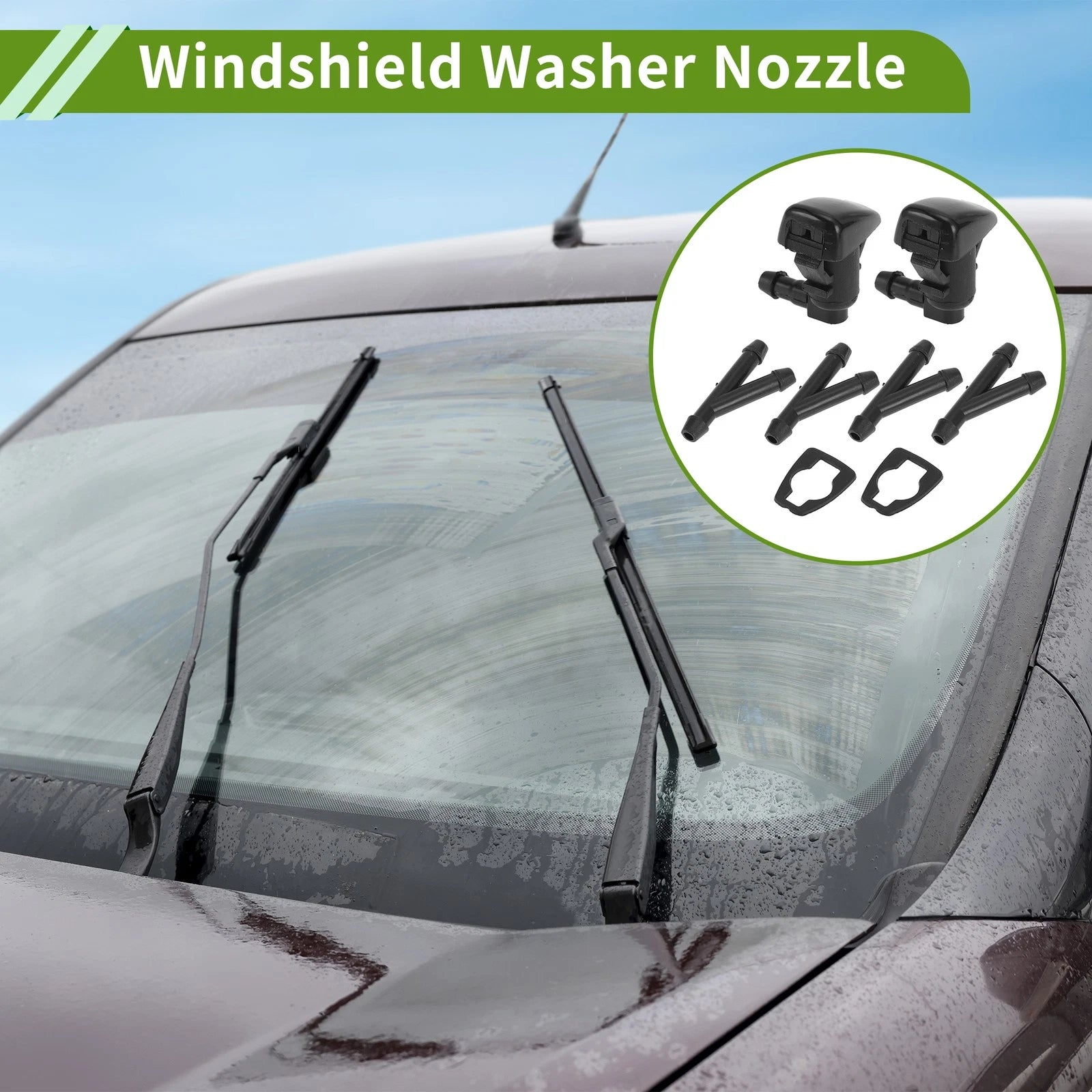 Windshield Washer Nozzle with Hose Connector for Chevrolet 95226510 (1 Set) (2008–2014)