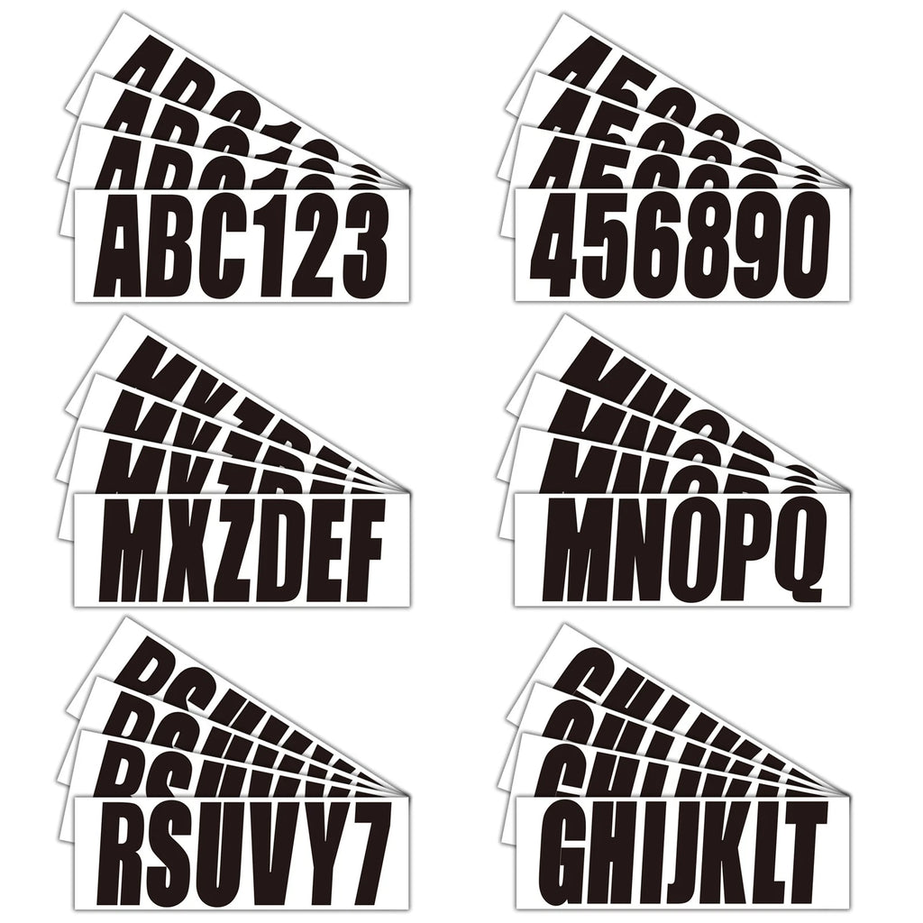 Set of 4 Black Boat Registration Numbers & Letters Marine Vinyl Decals