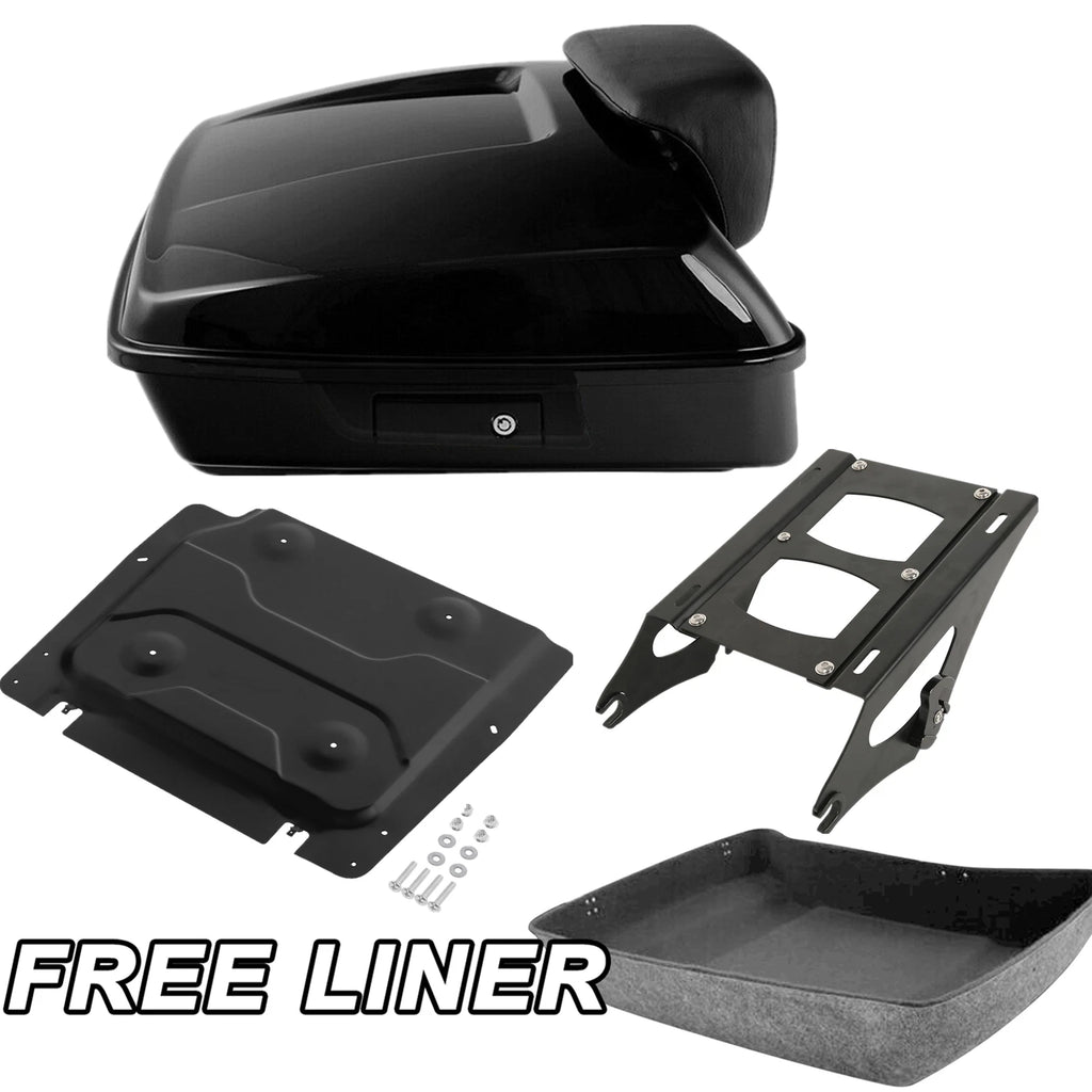 Black Chopped Trunk Backrest Mount Rack Base Plate for Harley Touring (2014–2026)