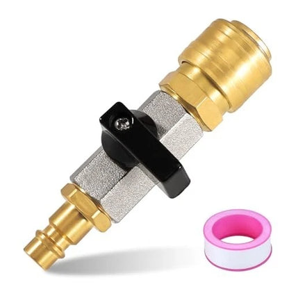 Air Compressor Hose Connector 14 Inch Brass Ball Valve with Sealing Tape
