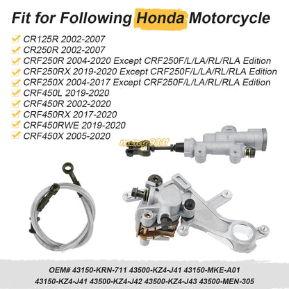 Rear Brake Master Cylinder & Caliper & Hose Kit for Honda CRF250 CRF450 (2002–2020)