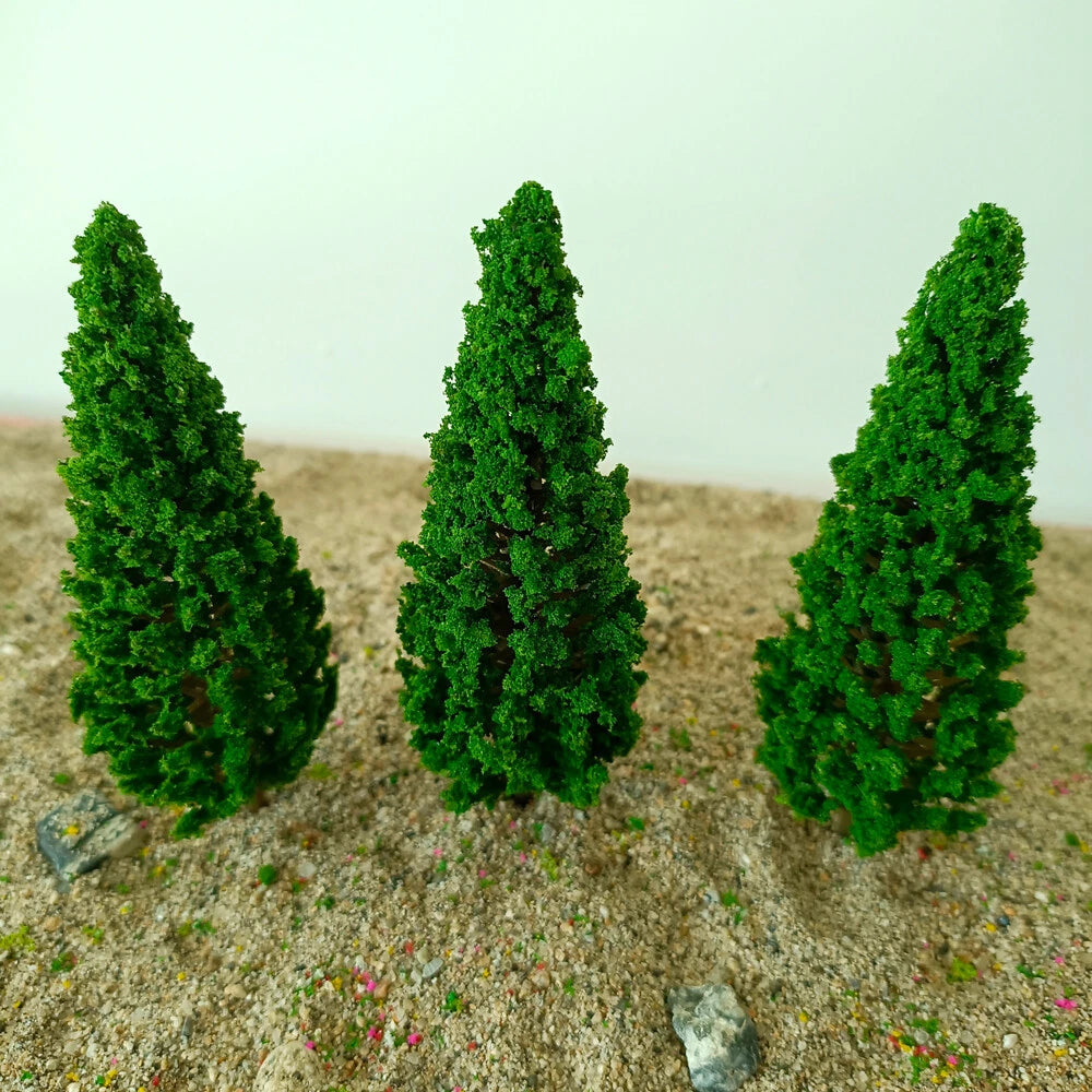 10pc Pine Tree Set for Model Railway Christmas Village (5.9")