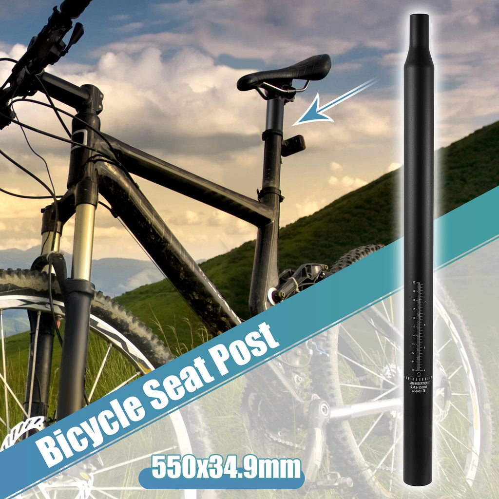 Bicycle Seat Post Aluminum Alloy Scale Mark for 34.9x550mm Black (All)