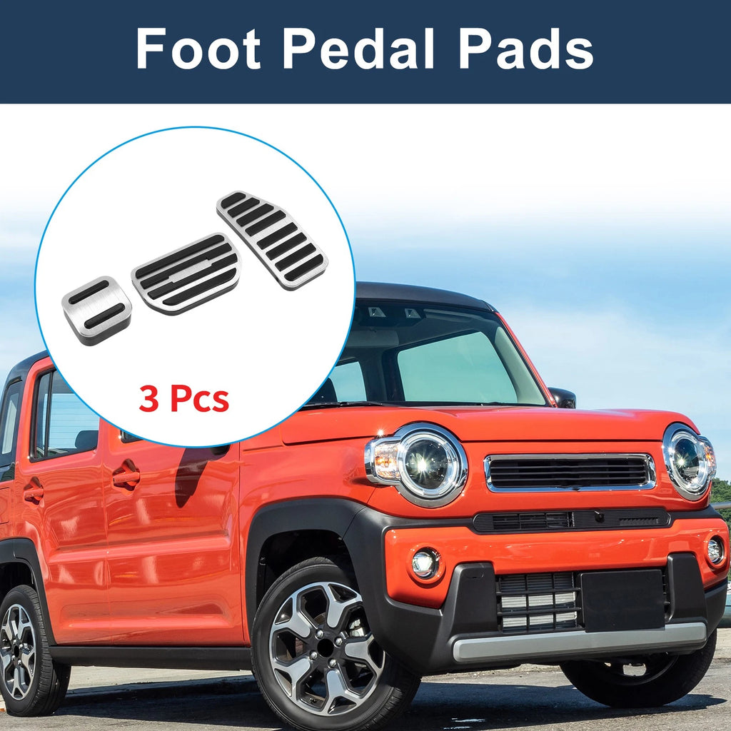 3Pcs Accelerator Pedal Covers for Suzuki Hustler (2014–2023) Silver Tone