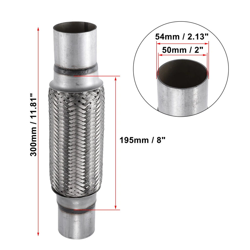 2" Exhaust Flex Pipe with Extension for Universal Applications