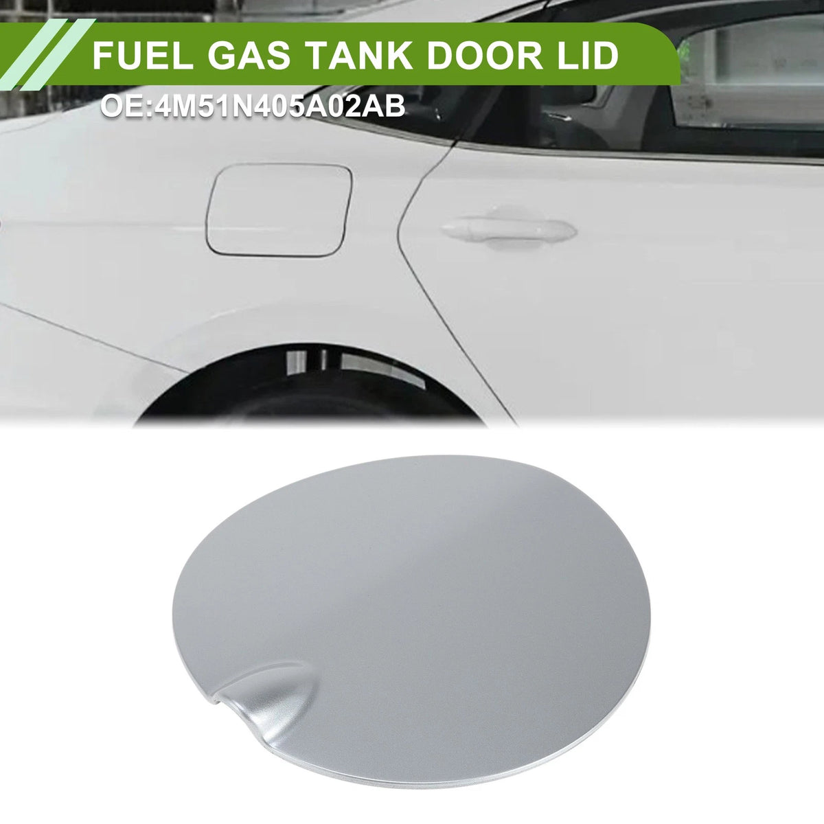 Fuel Tank Door Cap for Ford Focus (2007–2011) - Silver Tone Filler Flap
