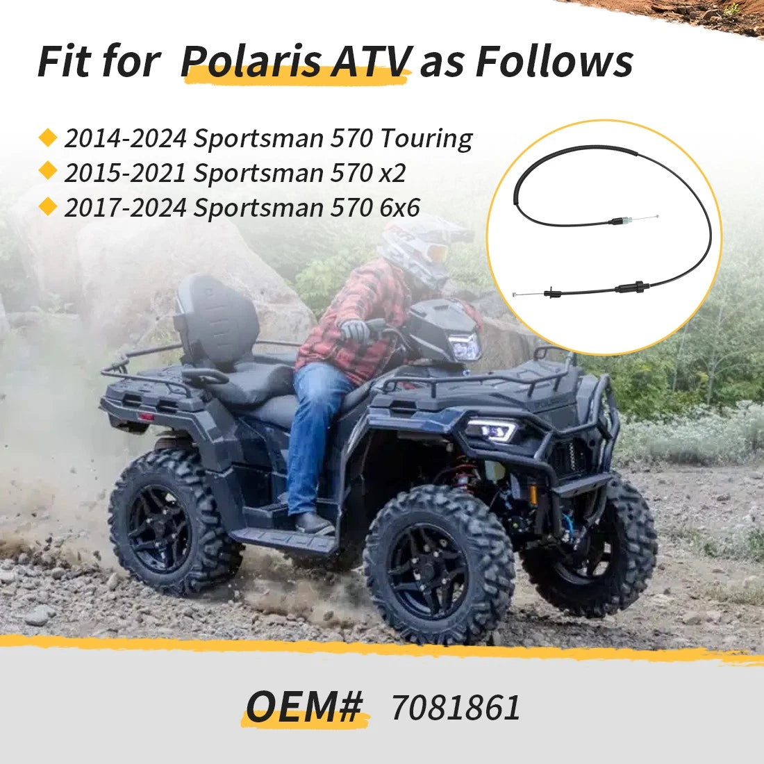 Throttle Cable for Polaris Sportsman 570 E (2014–2018) 7081861