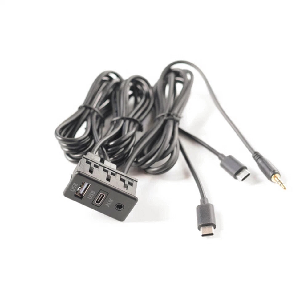 Dual Type-C to USB & RCA Audio Input Adapter for Car