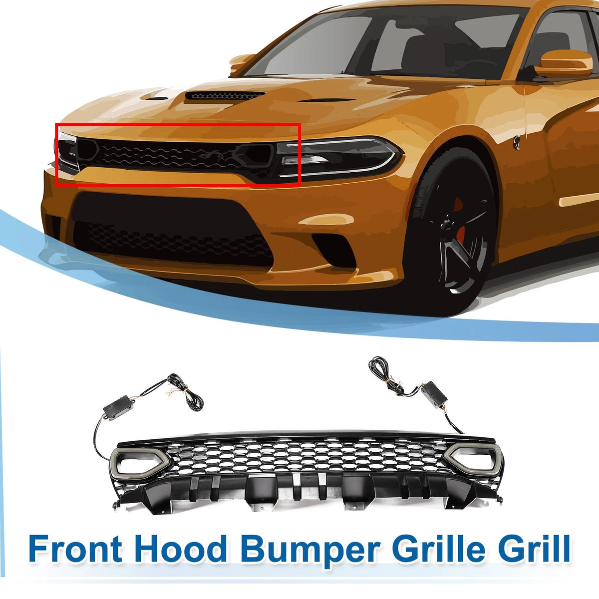 Front Upper Hood Bumper Grille Grill Replacement for Dodge Charger (2015–2023)