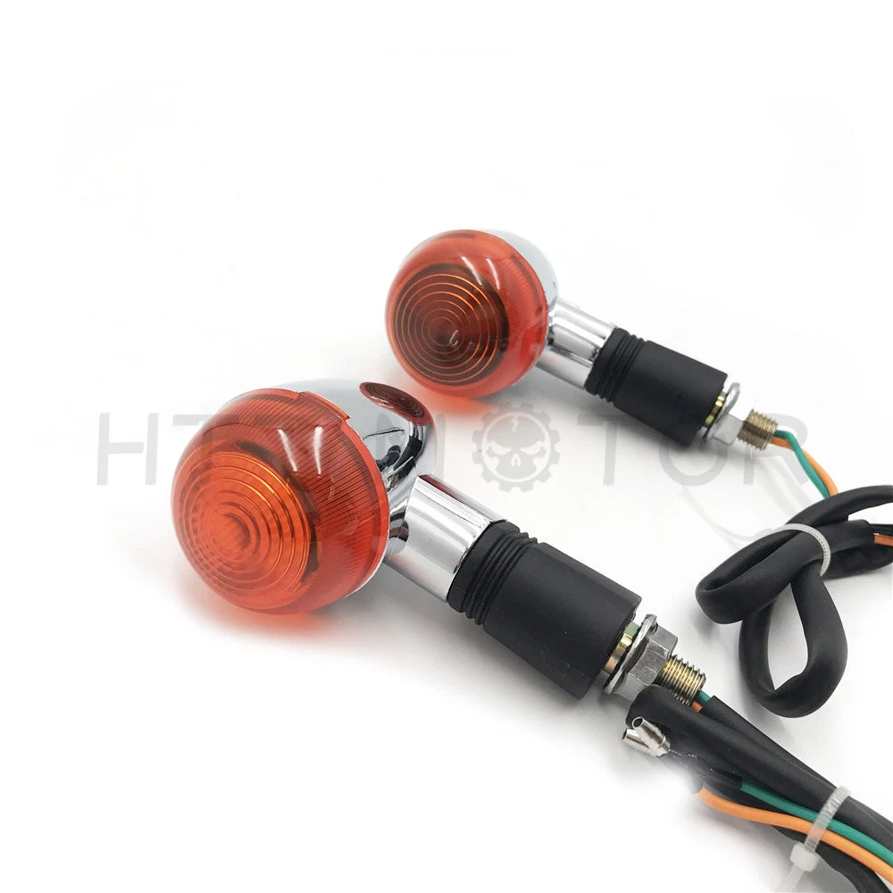 2X Turn Signal Indicators for Universal Motorcycle (Chrome, Amber Light)