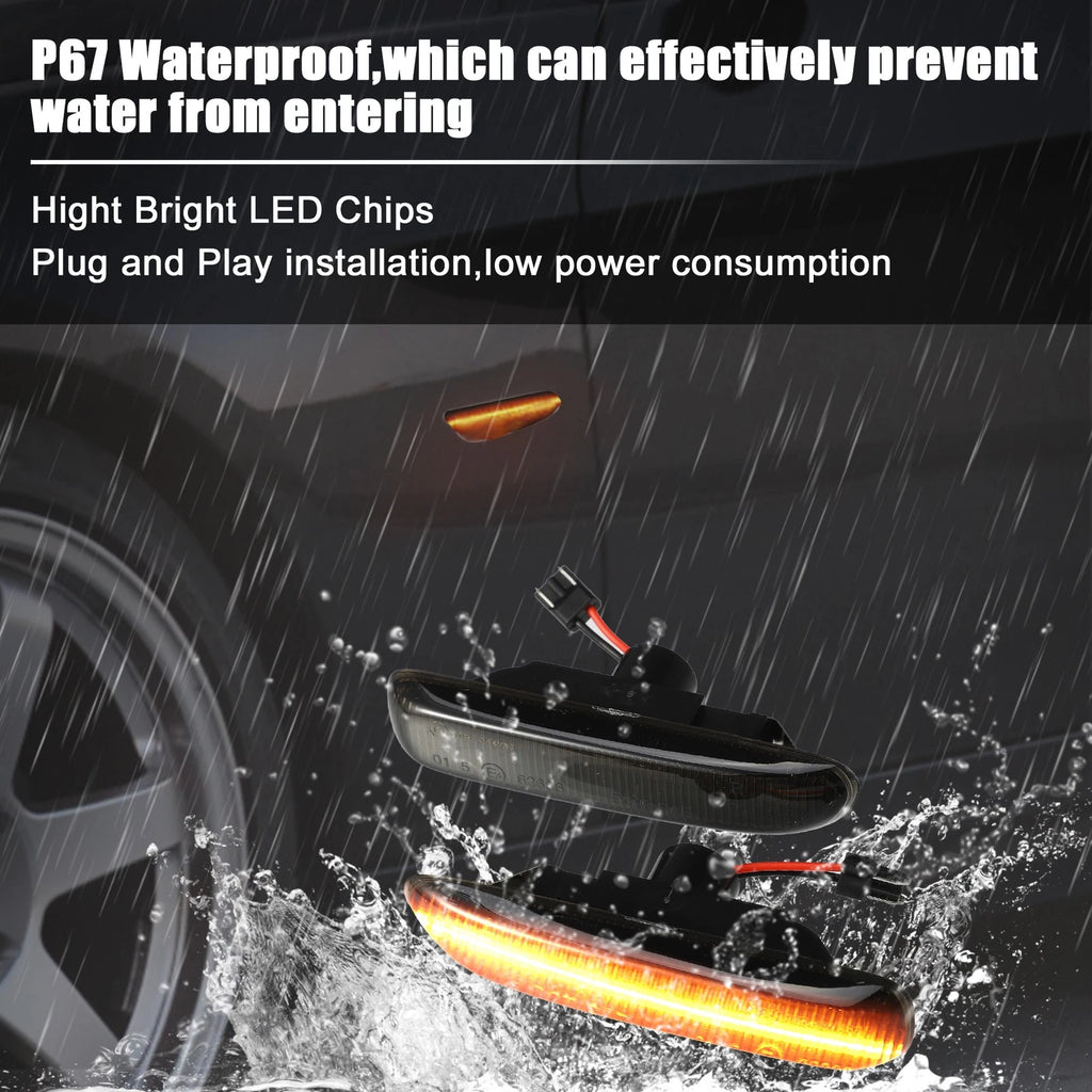 Pair Smoked LED Side Marker Light Replacement for BMW E46 (1999–2006)