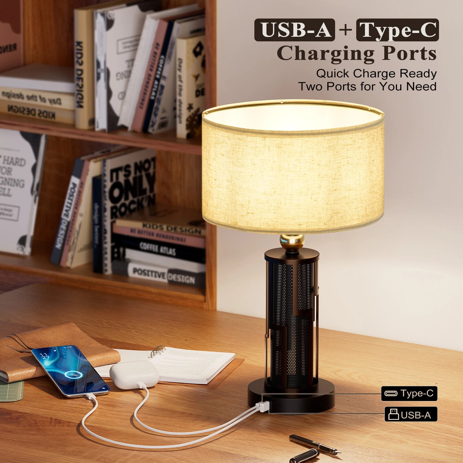 Dimmable LED Desk Lamp for Vintage Style Nightstand (Bronze)