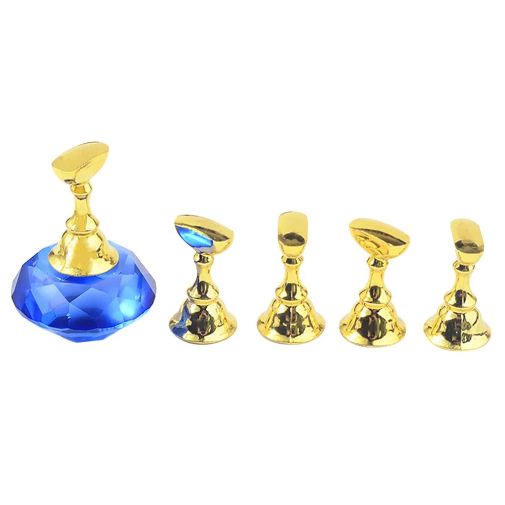Magnetic Nail Art Holder Stand with 5 Holders for Display