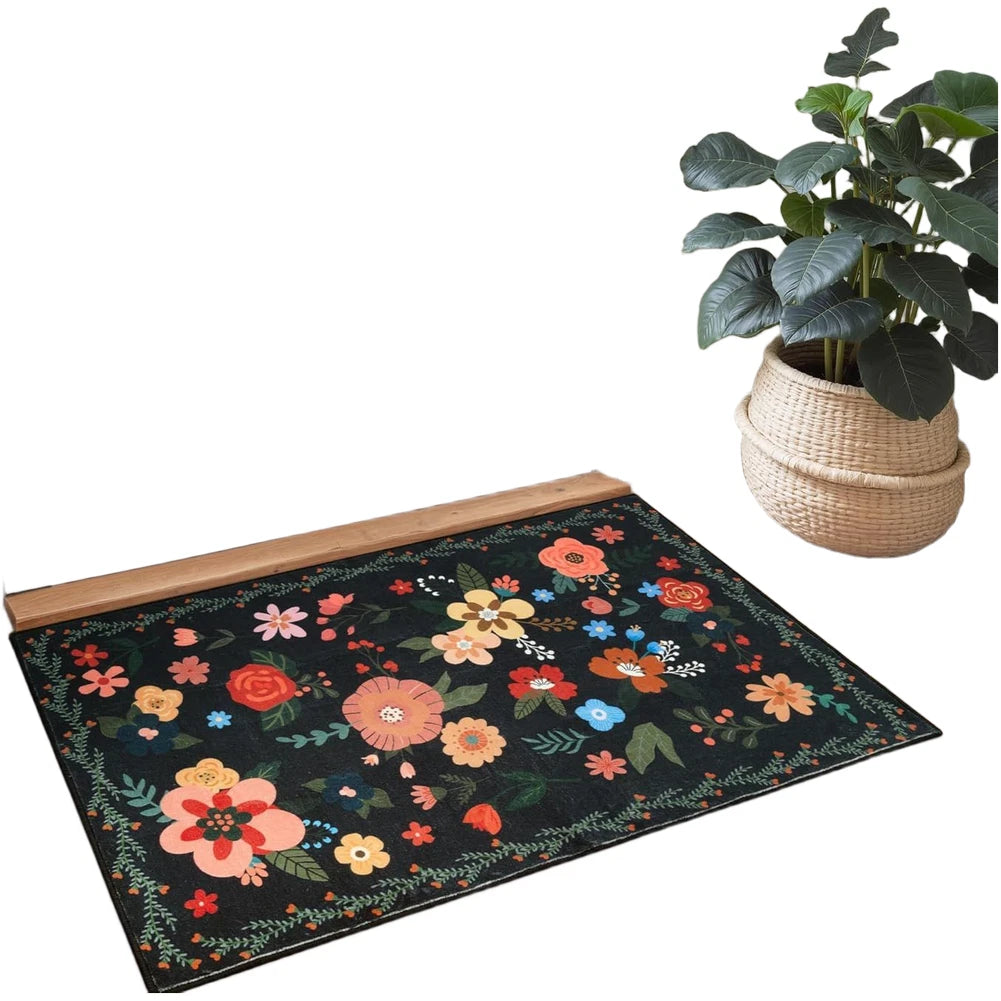 Washable Plush Doormat Floral Pattern for American Style (40x60cm)