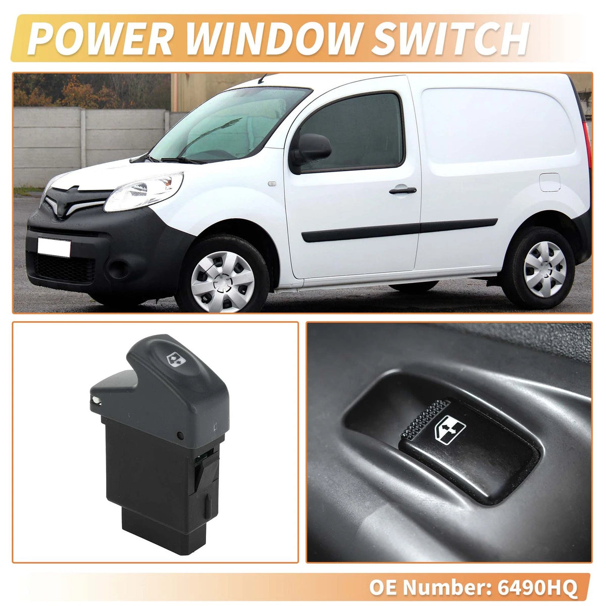 Power Window Switch Set of 2 for Renault Clio Kangoo Megane No.6490HQ