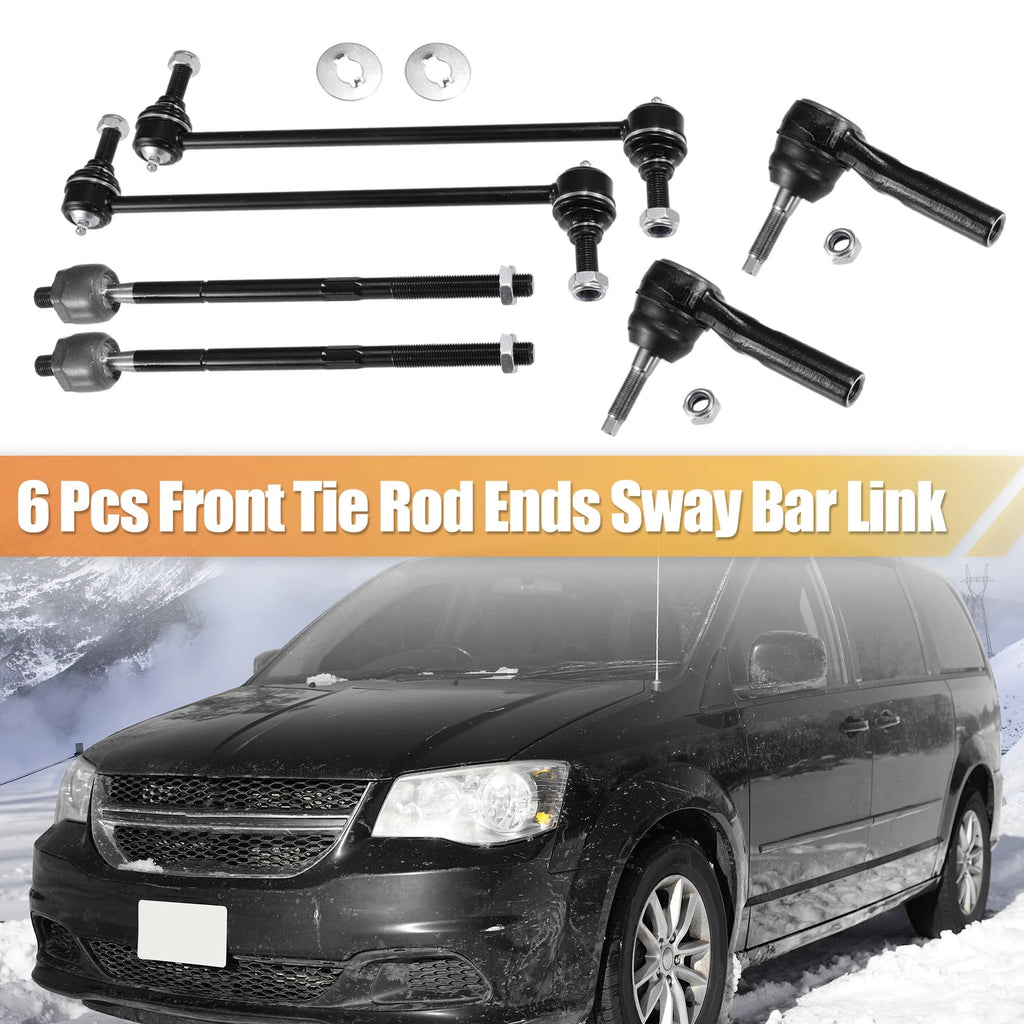 6pcs Front Inner Outer Tie Rod End Link Sway Bar Link for Chrysler Voyager (2001–2003)