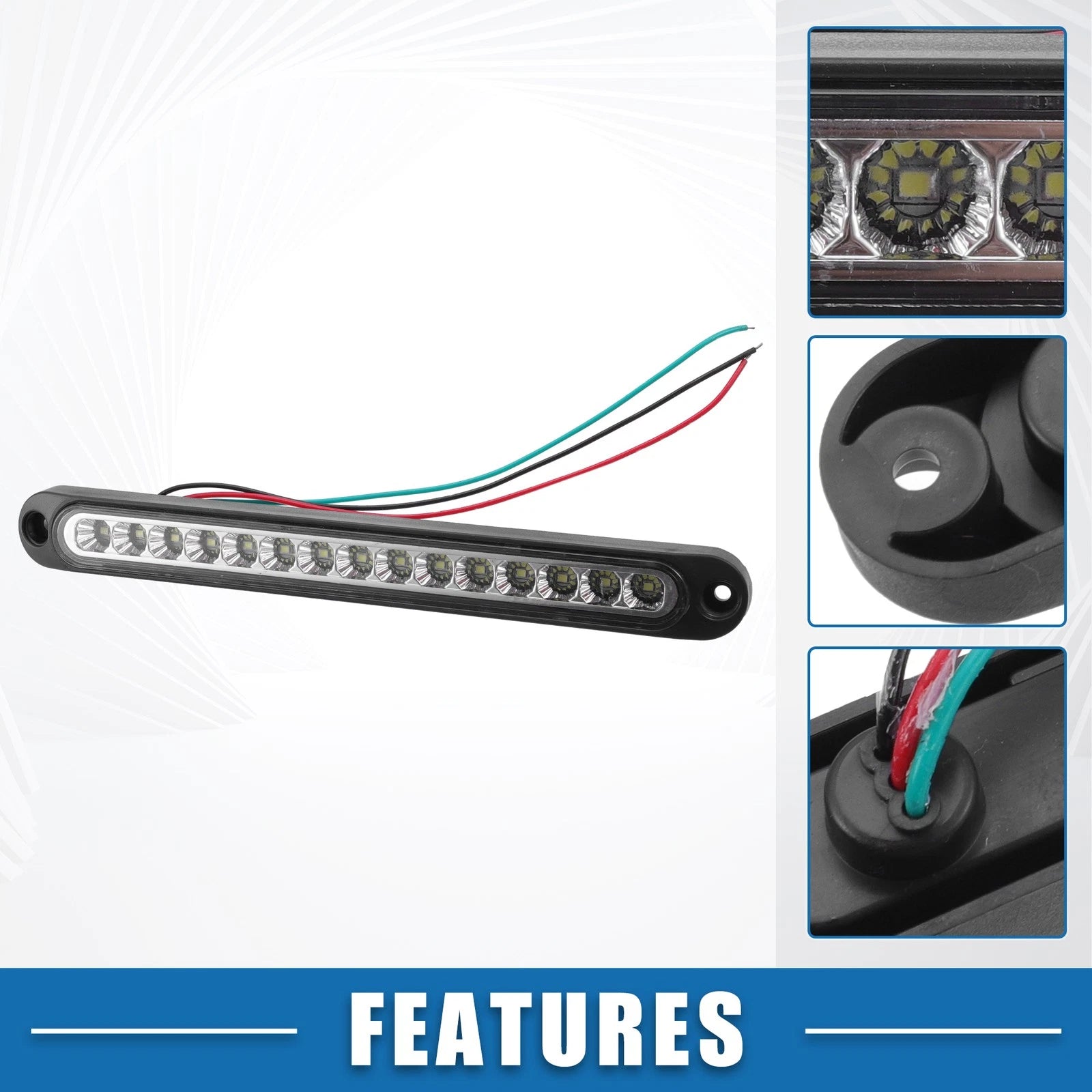 LED Trailer Identification Turn Signal Tail Light for White 12V 24V (2015–2025)