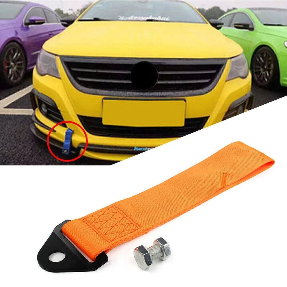 Tow Strap for Universal Car Rear/Front Bumper (Orange)