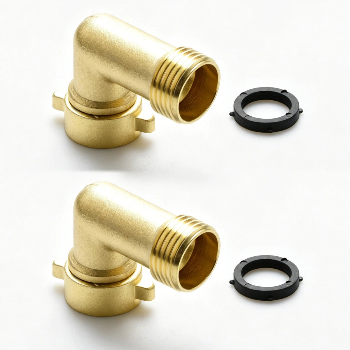 Set of 2 Brass 90° Garden Hose Elbow Connectors for RV Camper
