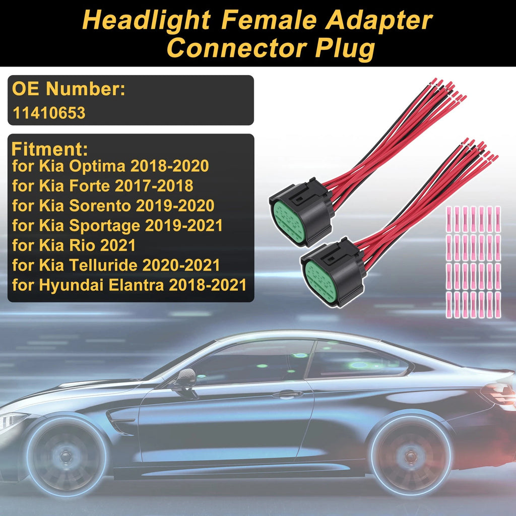 2X 14 Pin Headlight Connector Plug for Kia Optima (2018–2020) No. 11410653
