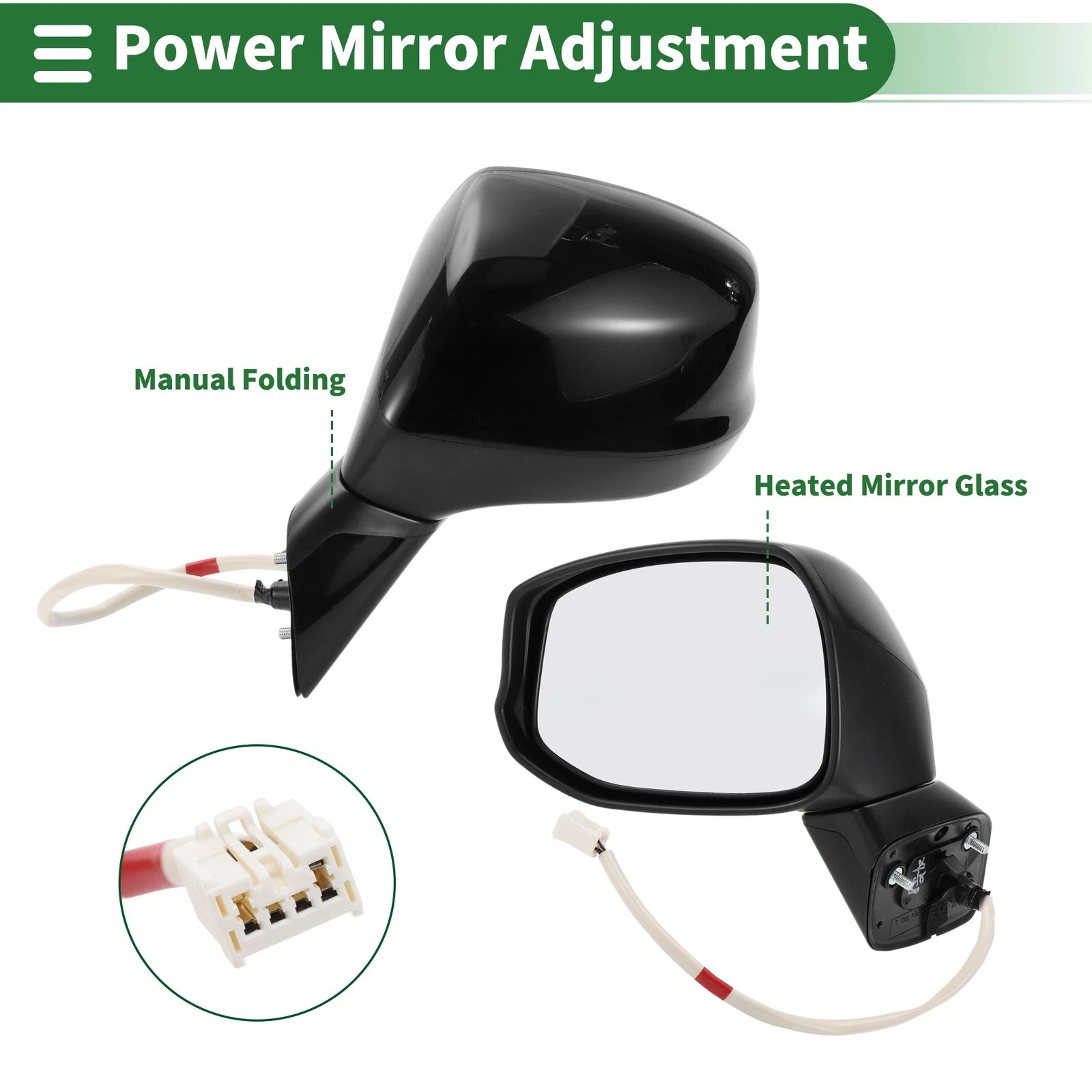 Left Door Mirror Replacement for Honda Civic 2012–2015 Manual Folding Gloss