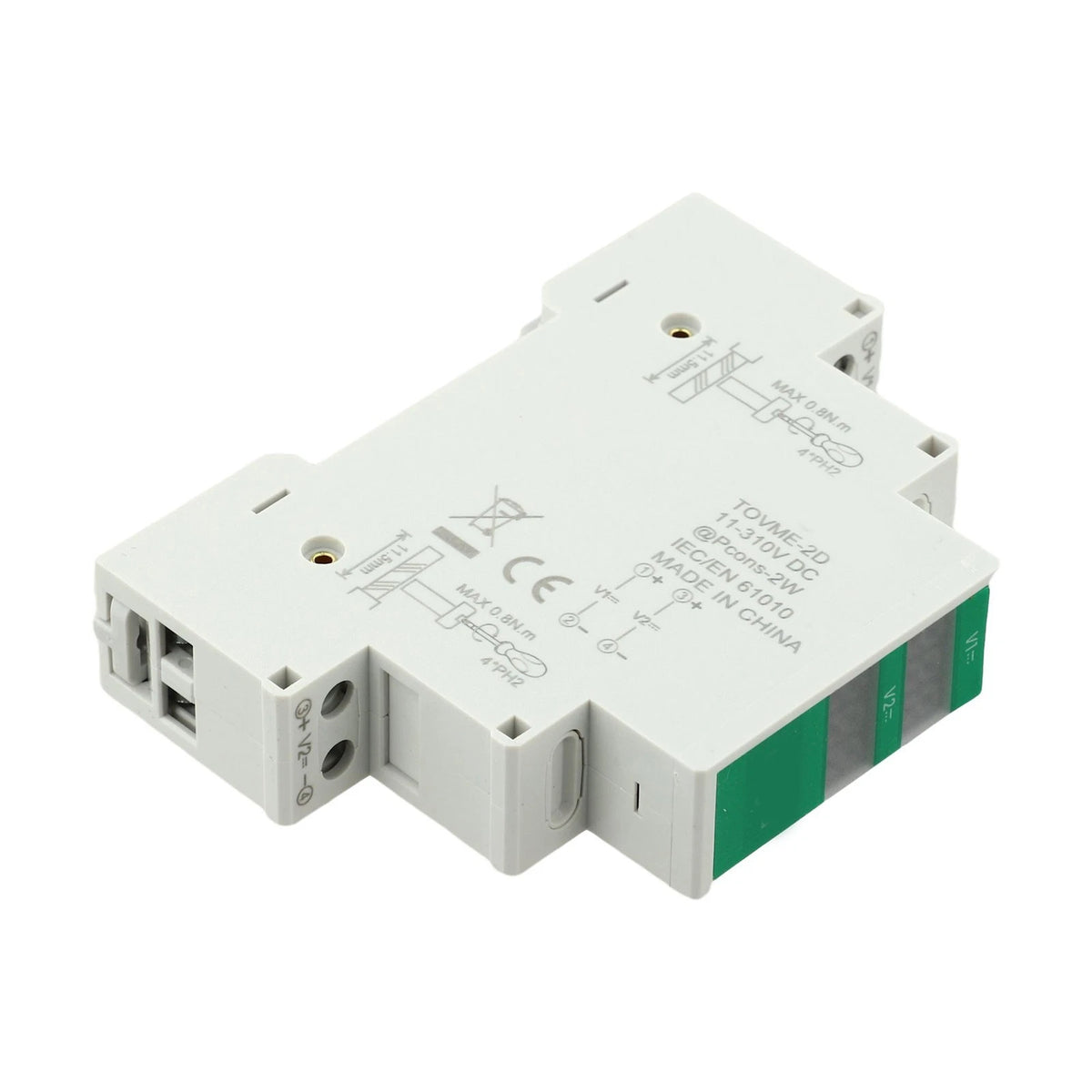 Din Rail Mount Voltage Meter for 11V to 310V DC with Digital Display