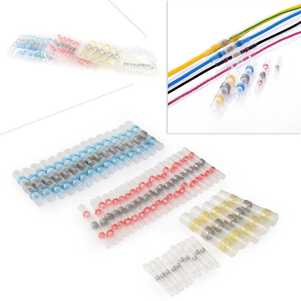 50 Pcs Assorted Heat Shrink Butt Electrical Wire Crimp Terminal Connectors Kit