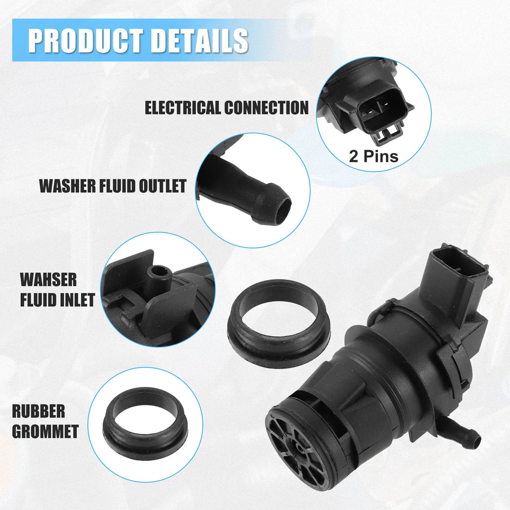 Windshield Washer Pump Motor with Grommet for Toyota 4Runner (2003–2022)