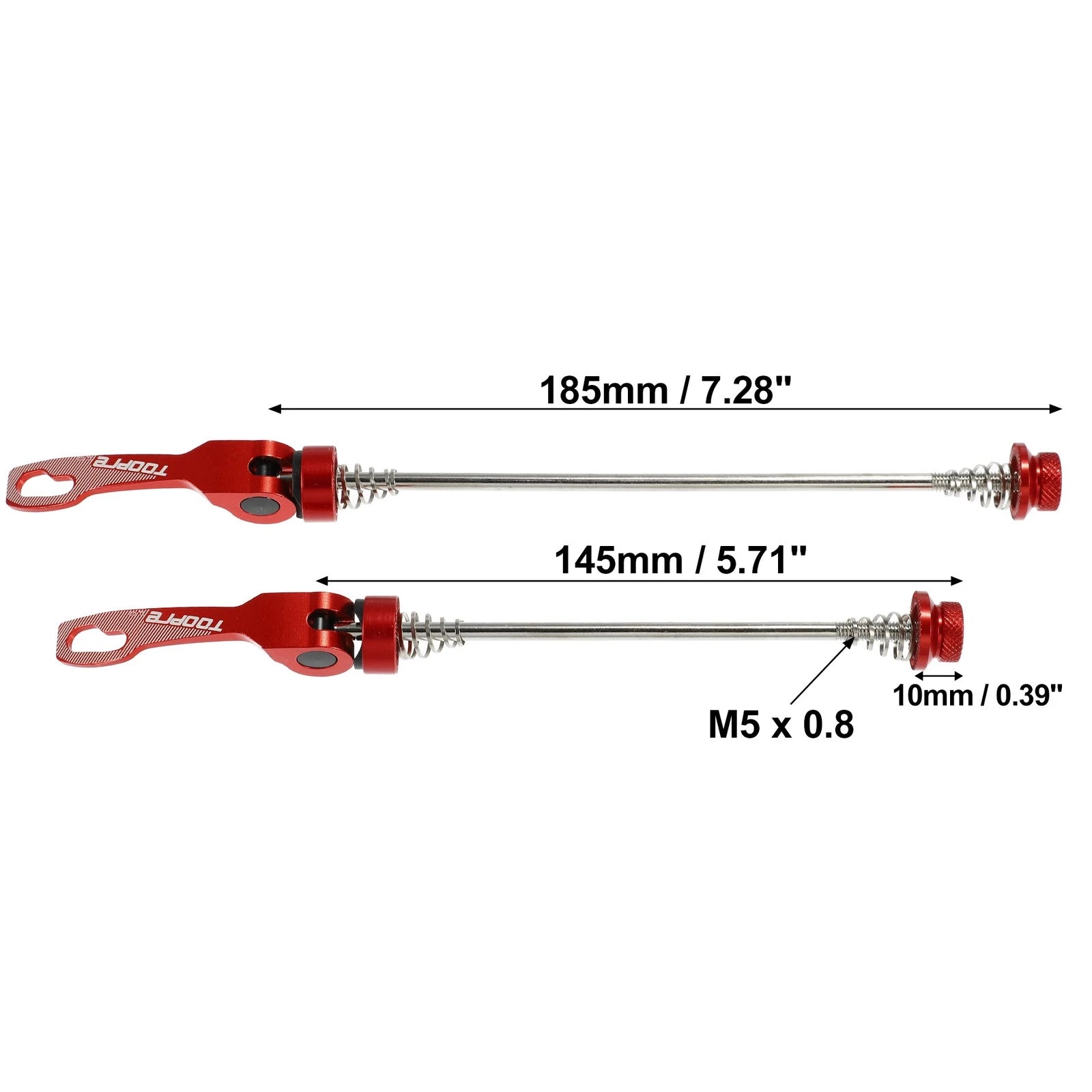 Front Rear Wheel Axle Quick Release Pair for MTB Bicycle (Red) (2005–2015)