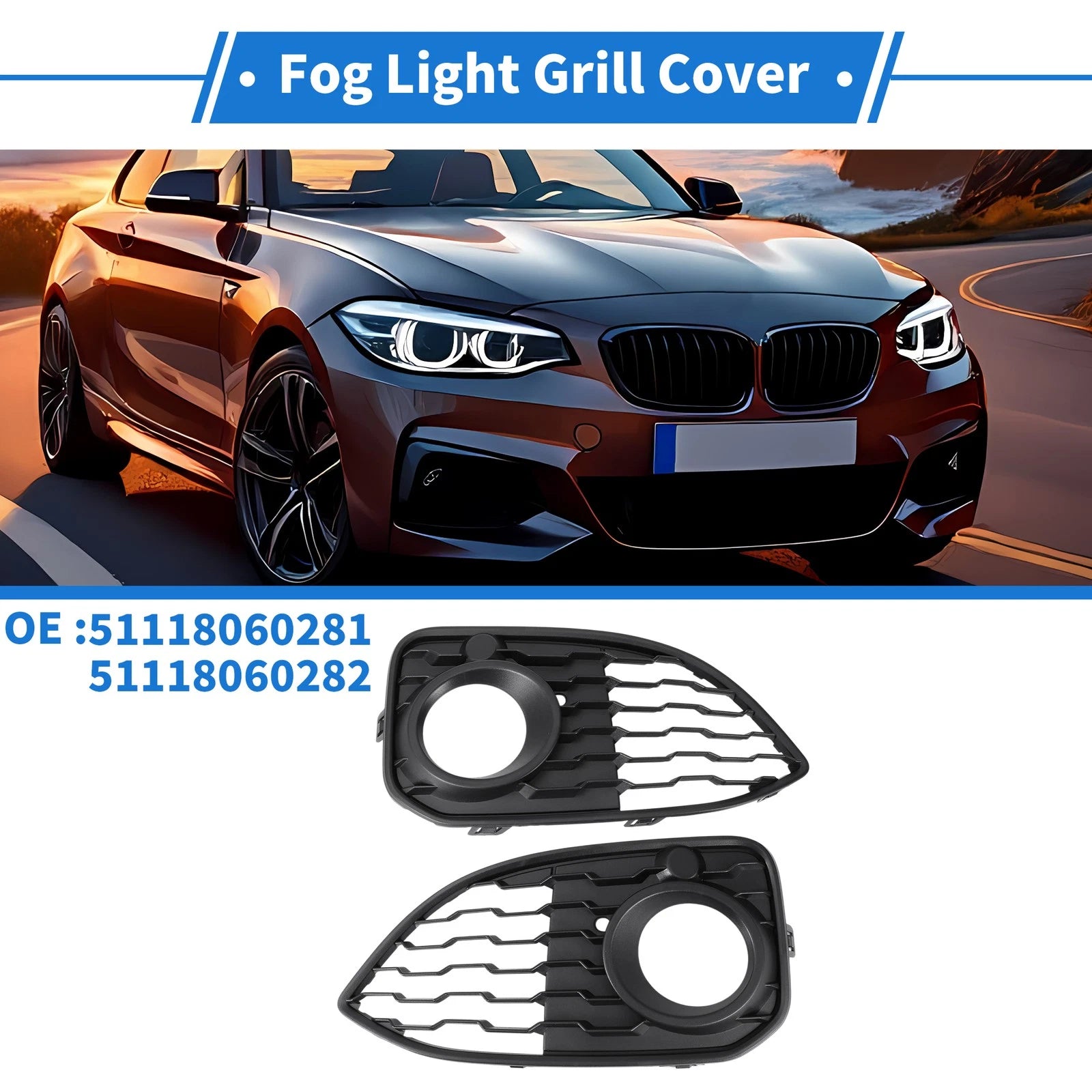 Front Left Right Fog Light Grille for BMW 1 Series F20 (2012–2019)