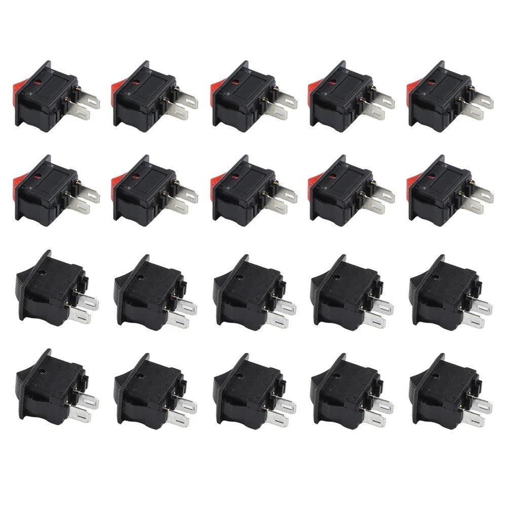 20PCS 2 Pin Rocker Switch ON OFF 125VAC 6A 250VAC for Electrical Projects