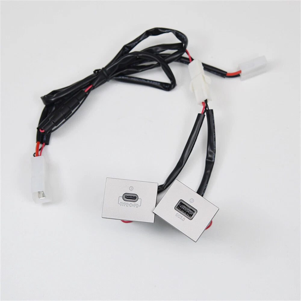 USB-A QC3.0 & USB-C PD Car Fast Charger Socket Panel For Ford Focus II 2005-2009