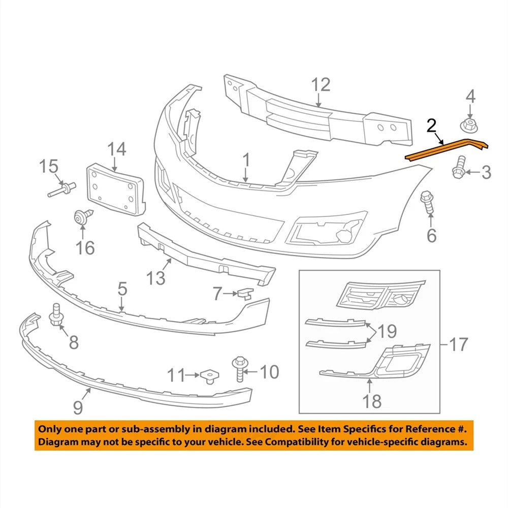 Bumper Mount Bracket Set for Chevrolet Traverse (2009–2017) 25826190 25826191