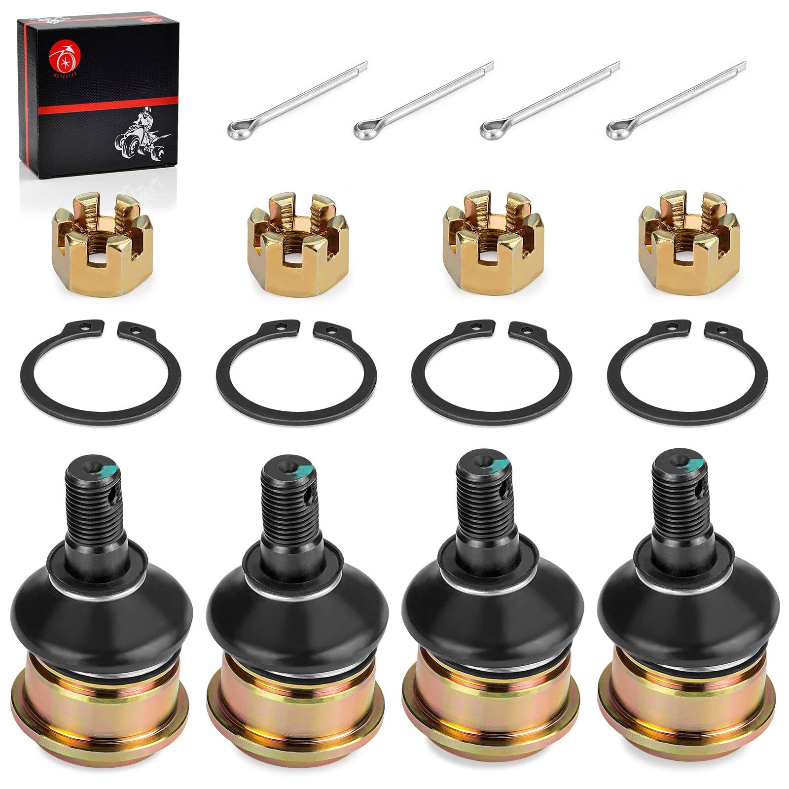 Set of 4 Front Upper & Lower Ball Joints for Yamaha ATV (3B4-23579-01-00, 3B4-23579-00-00)