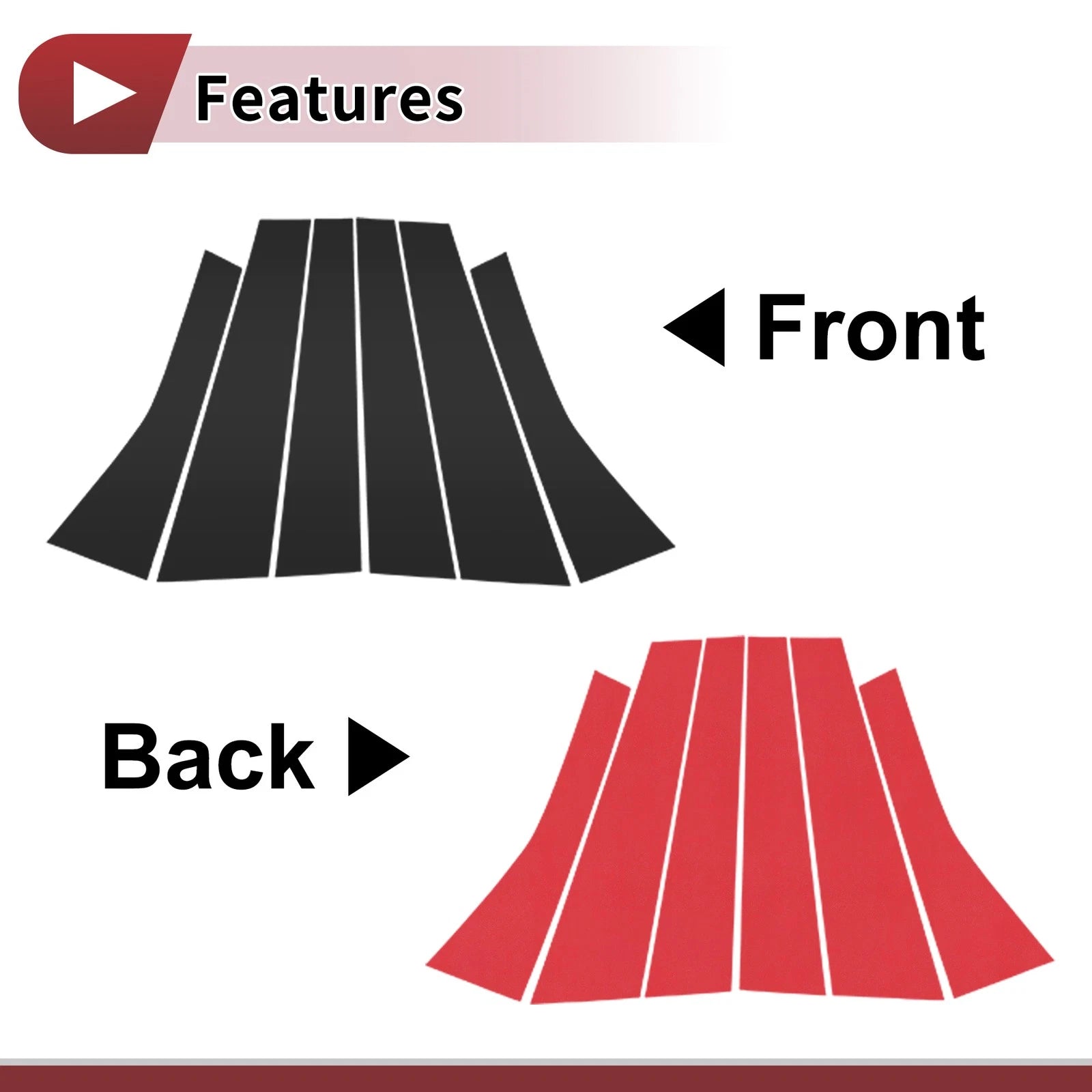 Window Door Pillar Trim Left Right Front Rear for Volkswagen Polo Hatchback (6Pcs) (2010–2016)