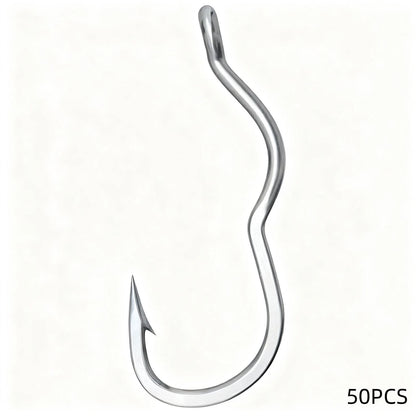 50pcs Silver Fishing Hooks for Pond and Reservoir Use