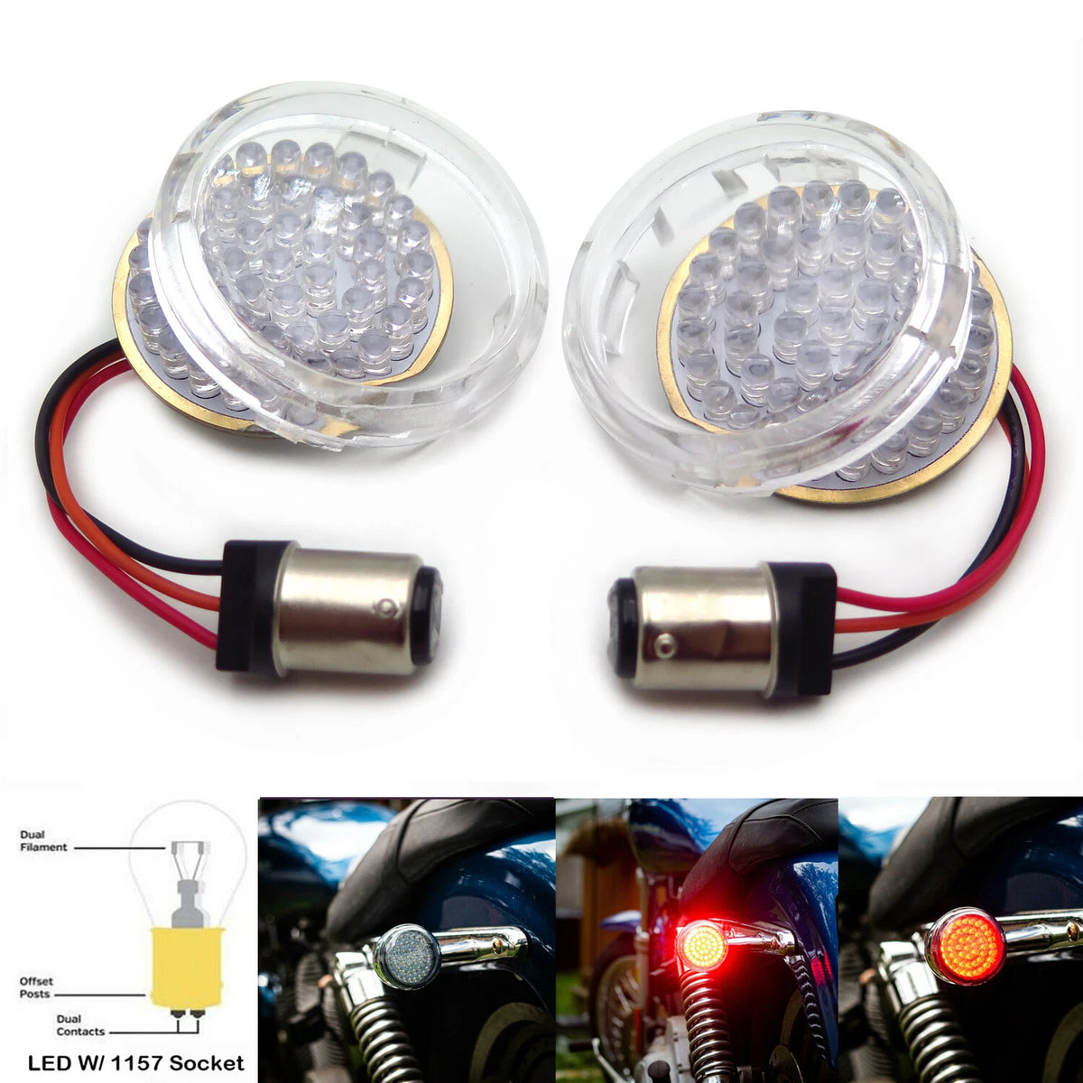 2" Bullet Red LED Turn Signal Lights 1157 for Harley Touring