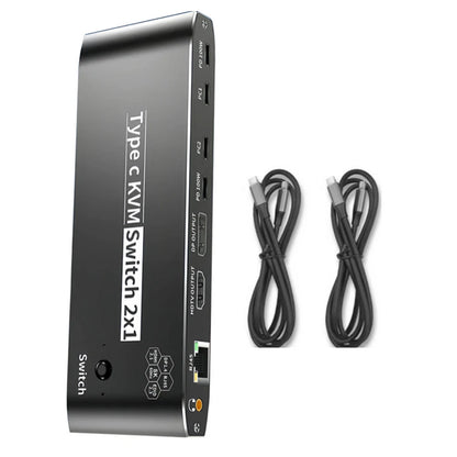 2X 8K USB C KVM Switch for RJ45 Type C (100W PD Charge)