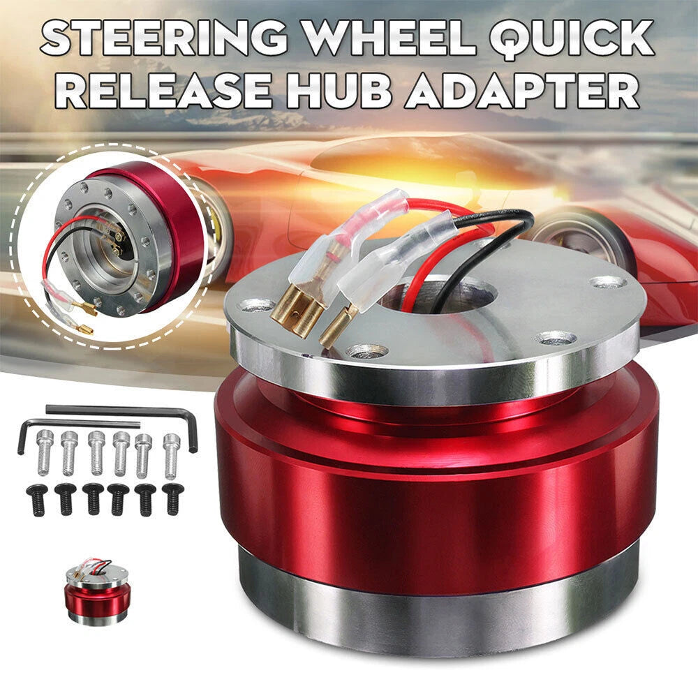 Steering Wheel Quick Release Hub Adapter for Universal Vehicles (Red)