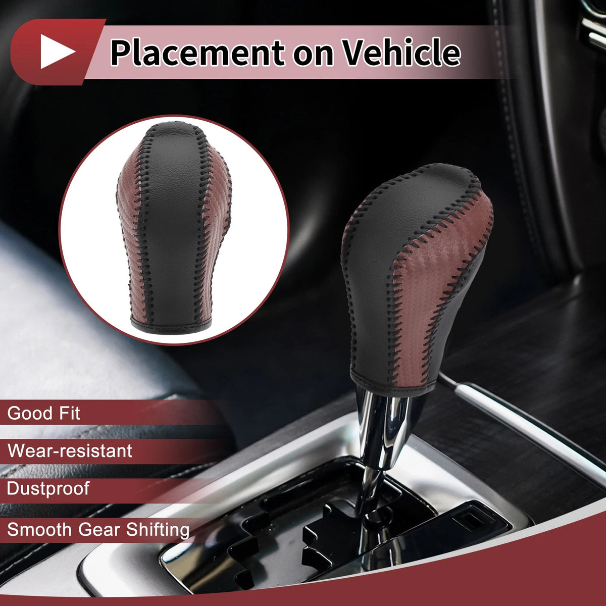 Gear Shift Knob Cover for Nissan Maxima (1 Pc, Black Brown Faux Leather)