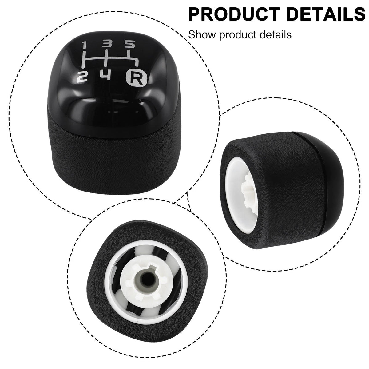 Gear Knob Button for Fiat Panda (2012) - Black 5-Speed