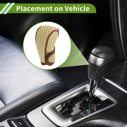 Gear Shift Knob Cover for Universal Car SUV Truck - Beige Fabric