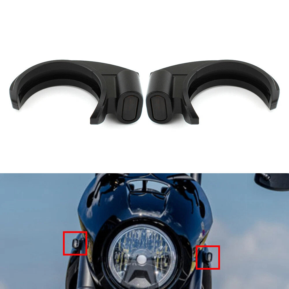 1 Pair LED Front Turn Signal Light for Harley (49-51mm Front Fork)