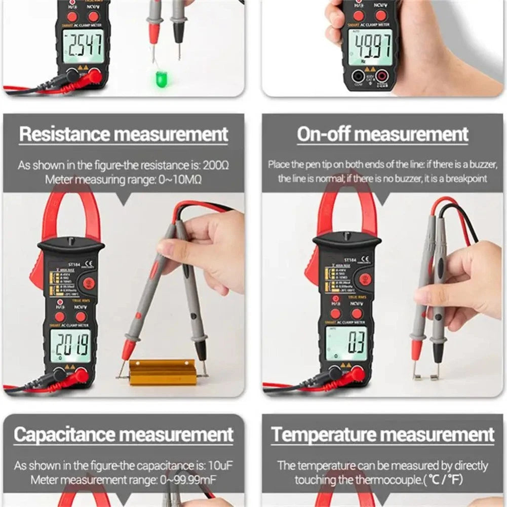 Digital Clamp Meter 600A for AC DC Voltage Temperature Resistance Testing