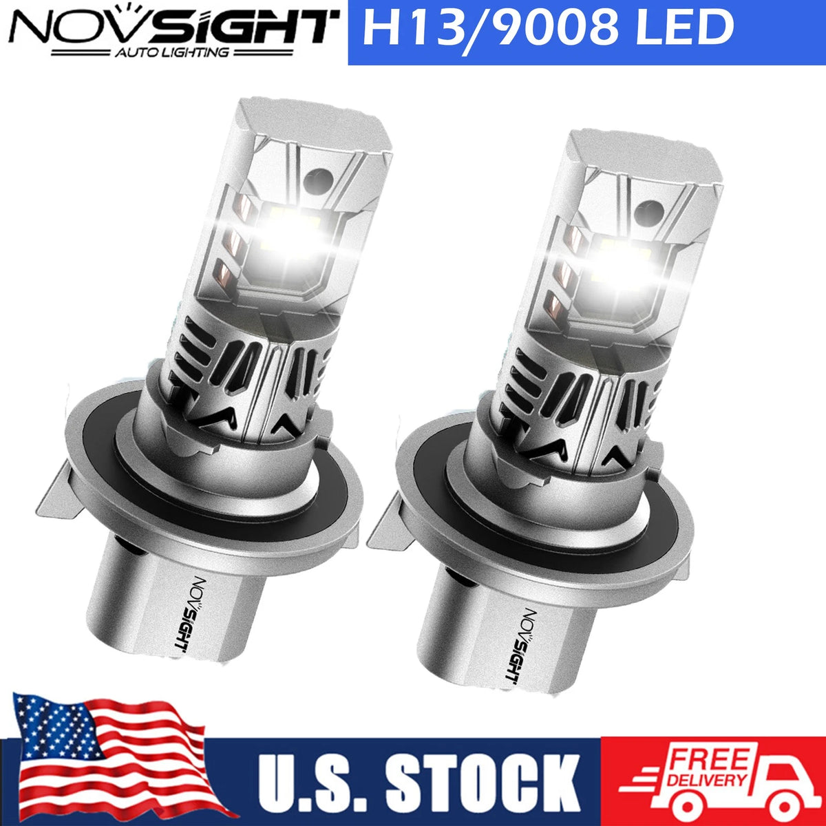 2X H13 9008 LED Headlight Bulbs Kit 420000LM White Hi-Lo Beam 6500K