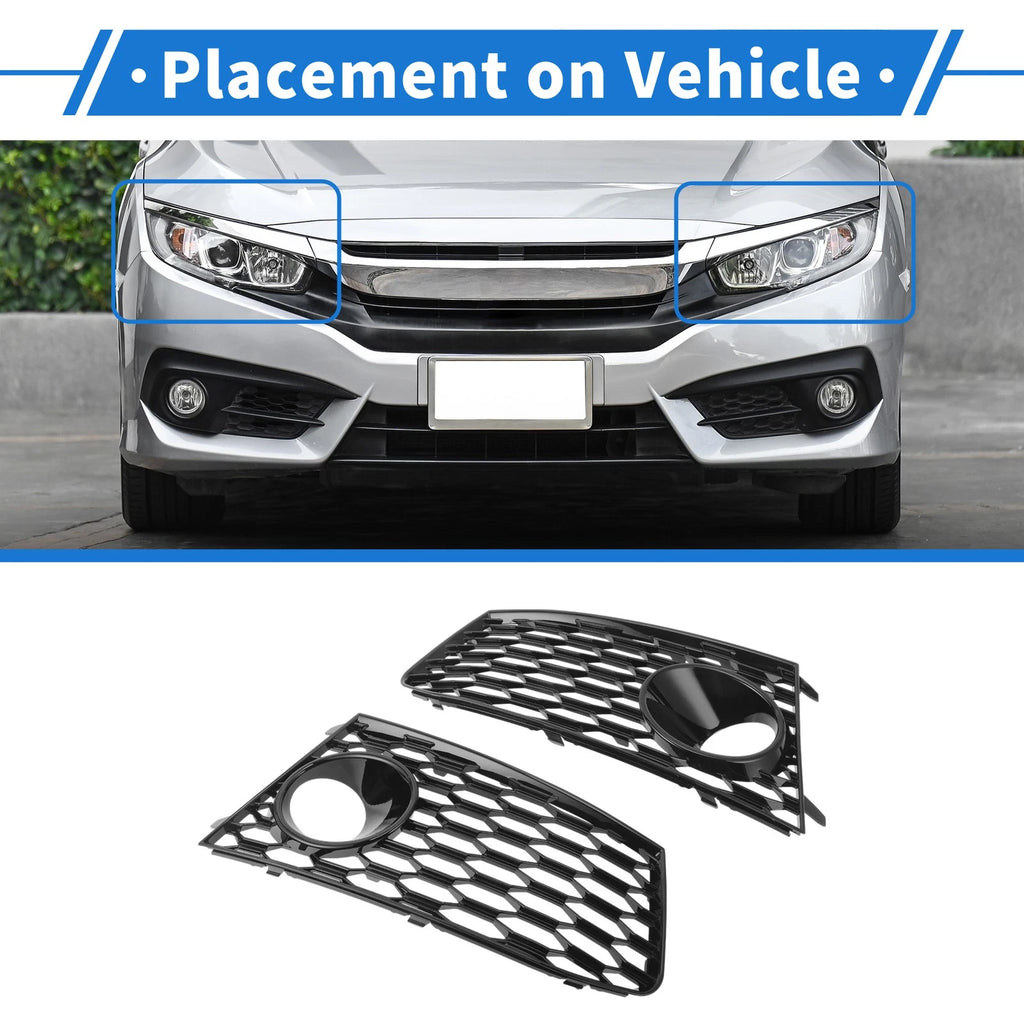 Pair Front Left Right Fog Light Grille for Audi RS7 (2014–2018)